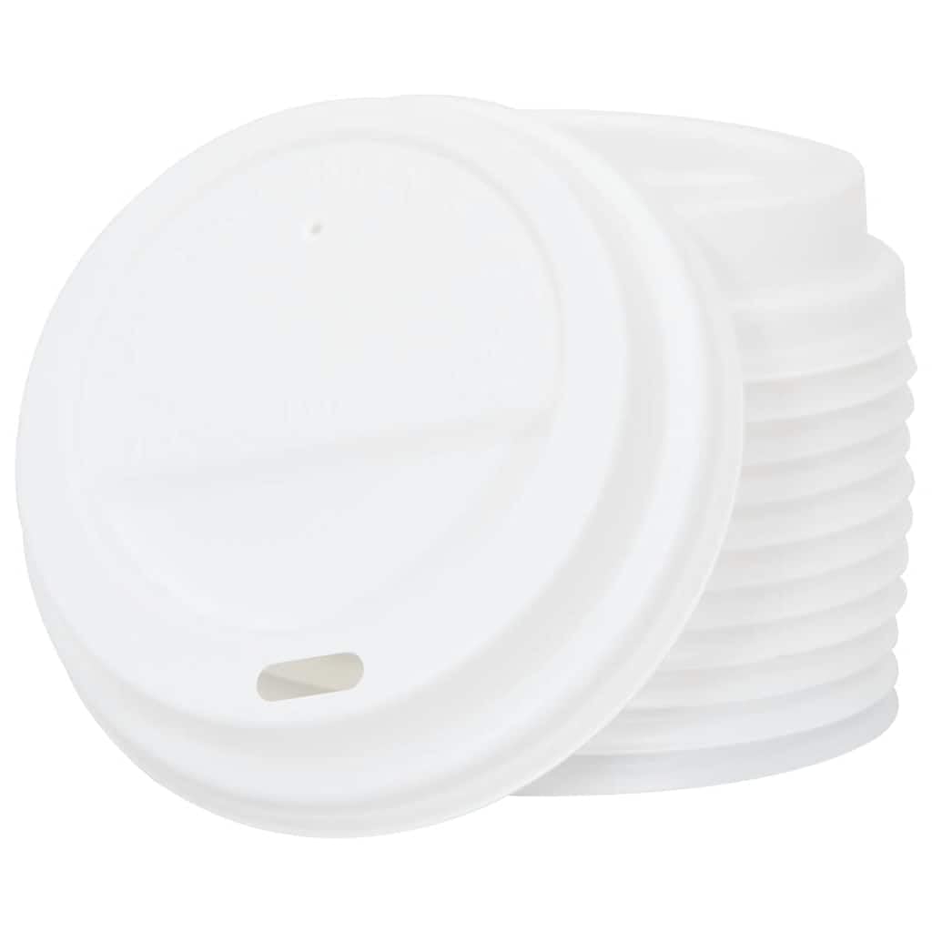 1000x Pappbecher Deckel Ø80 mm für 8oz Becher, Auslaufsichere Kunststoffdeckel mit Trinköffnung, Weiß für Kaffee und Tee