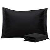 NTBAY Standard Pillow Shams - 2 Pack Brushed Microfiber 20x26 Sham Covers - Super Soft and Cozy, Wrinkle, Fade, Stain Resistant 20x26 Inches Oxford Pillowcases, Black