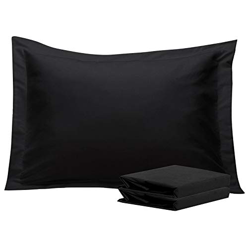 NTBAY Standard Pillow Shams, Set of 2, Microfiber, Black | Brushed Microfiber…