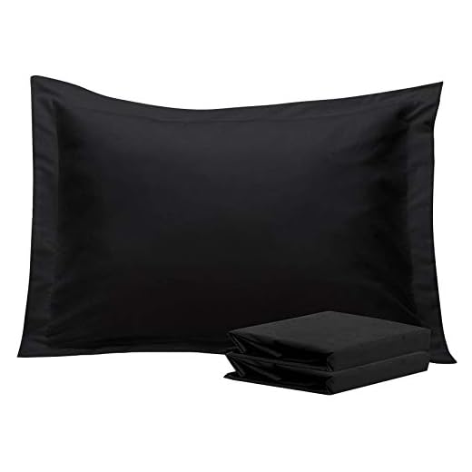 NTBAY 100% Brushed Microfiber Standard Pillow Shams Set of 2, Super Soft and Cozy, Wrinkle, Fade, Stain Resistant 20x26 Inches Oxford Pillowcases, Black