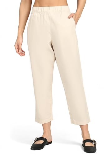 Image of Alan Jones Clothing Womens Mid Rise Cotton Relaxed Ankle Pants | 100% Cotton