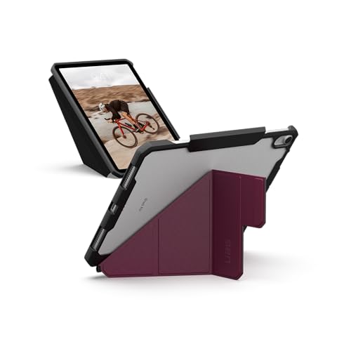 URBAN ARMOR GEAR UAG Designed for iPad Air 11' Case (6th/7th Gen 2024-2025) M3 A3266 A3267 - Rugged Adjustable Multi-Angle Stand Auto Sleep/Wake Folio Cover w/Pencil Holder, Essential Armor Bordeaux