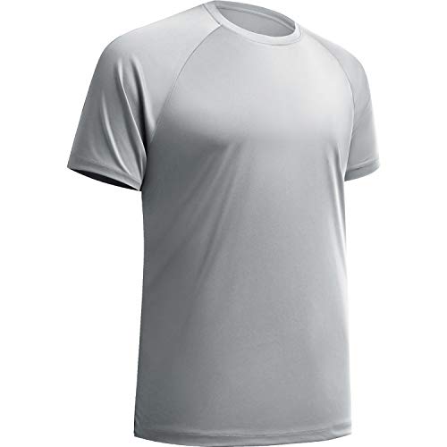 BALENNZ Workout Shirts for Men, Moisture Wicking Quick Dry Active Athletic Men's Gym Performance T Shirts Light Grey