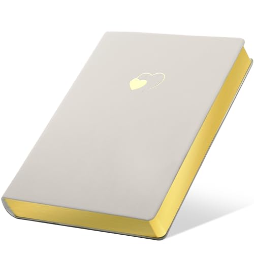 Journal intime pour femme CAGIE A5 de luxe avec tranches dorées et couverture souple gris frêne