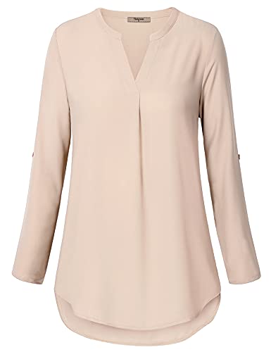 Image of Timeson Women's Short Sleeve V Neck Blouses Shirts Floral Double Layers Mesh Tunics Tops