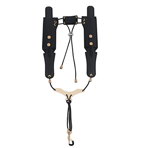 RANMING Saxophone Shoulder Strap,Double Shoulder Leather Saxophone Harness Strap with Adjustable...