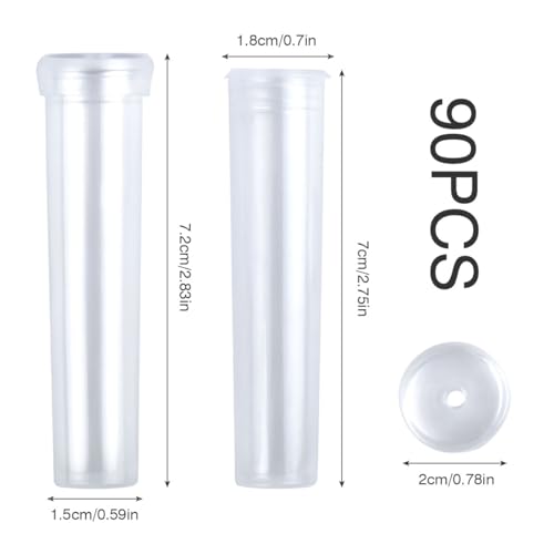 90 Pcs Flower Tubes Plastic, 7x1.5cm Test Tubes for Hanging Flowers Flower Water Tubes with Caps - Image 2
