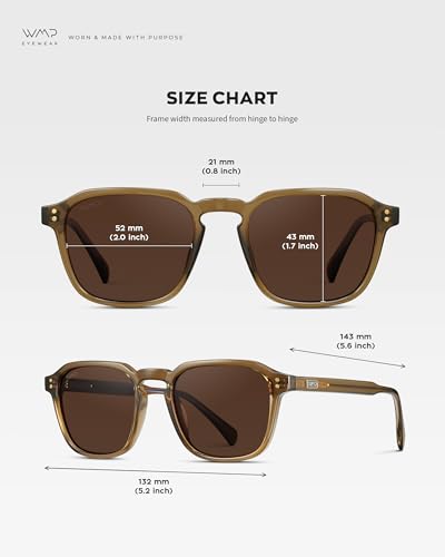 Image of WearMe Pro Men's Polarized Square Sunglasses - Wide Fit, Retro Style, UV400, Lightweight Frame for Driving & Daily Wear