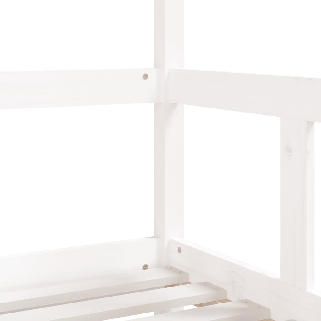 Kinderbett Weiß 70x140 cm Massivholz Kiefer mit Lattenrost stabiles Gitterbett für Kinderzimmer niedrige Höhe Baldachin-Design sicherer Schlafplatz