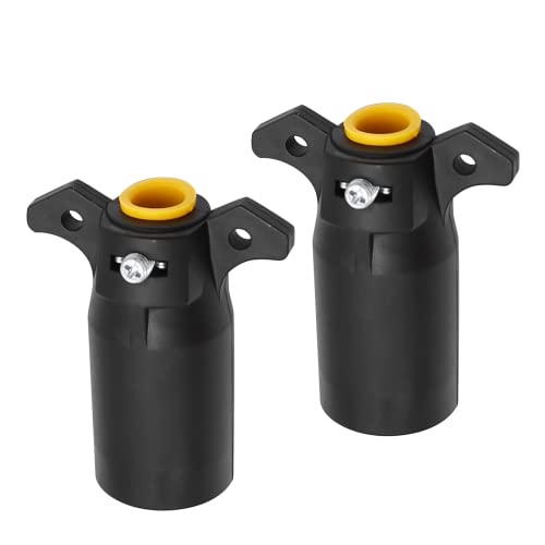 2-Pack 12V 7 Way Trailer Plug, 7 Pin Trailer Plug Connector, 7 Way Round RV Style Flat Blade Trailer Light Plug Replacement End Towing Wiring Harness Connector