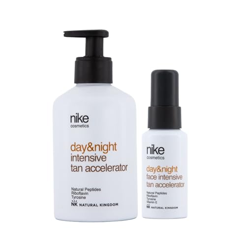 NIKECOSMETICS - Pack Potenciador del Bronceado Tan Accelerator Monoi Vibes Day&Night, Corporal 250 ml + Facial 40 ml, con Manteca de Karité y Aceite de Soja, Suavidad, Textura Ligera, Fórmula Vegana