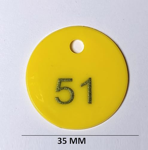 morel Adult & Kid & Youth Embossed Plastic Round Shape Token Coin With Hole Use For Shop, Board Games, Stores, House, School.|1 To 100 Numerical Coins., Yellow