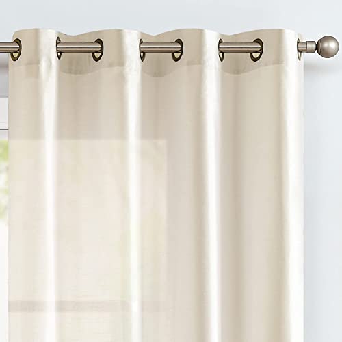 Vangao Light Gold Silk Curtains 84 Inches Long 2 Panels For Living Room Bedroom Faux Satin Semi-Sheer Grommet Top Window Drapes #TOP1