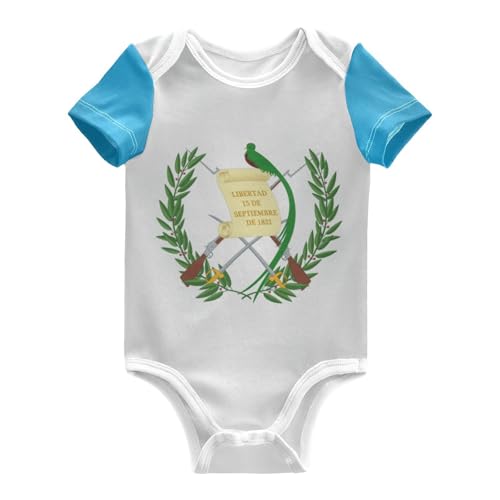 Aflyko Patriot Baby Bodysuit Short Sleeve Guatemala Flag Toddler Stretchy Outfit Comfy Fall Trendy Jumpsuit Breathable Lightweight Fashion Baby Girls Shirts 9-12 Months