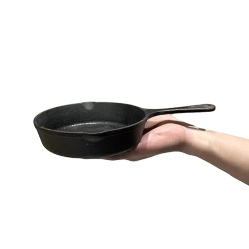 Image of 6.5-Inch Cast Iron Skillet, Pre-Seasoned Cast-Iron Frying Pan with Teardrop Handle - Oven, Stovetop, Grill & Campfire Use Durable, Non-Toxic, Even-Heating Cookware - Black
