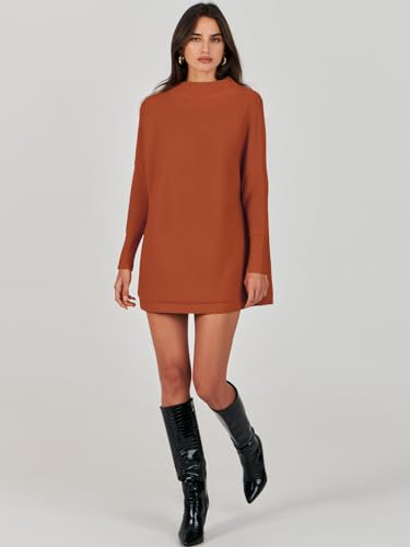 Anrabess Women Oversized Casual Loose Turtleneck Long Sleeve Slouchy Baggy Knit Tunic Sweaters Pullover 2024 Fall Outfits Rust X-Large thumb #7