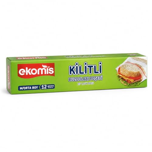 Kilitli Buzdolabı Poşeti 20x25 cm 12 Adet Tekrar Açılıp Kapanır, Koku Karışmasını Önler, Buzdolabı ve Dondurucuya Uygun, Şeffaf, Çok Amaçlı Kullanım