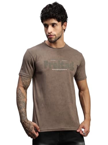 Image of Lux Nitro Men's Cloud Burst Printed Half Sleeve T-Shirt | Cotton Blend Round Neck Tee | Regular Fit Casual Wear
