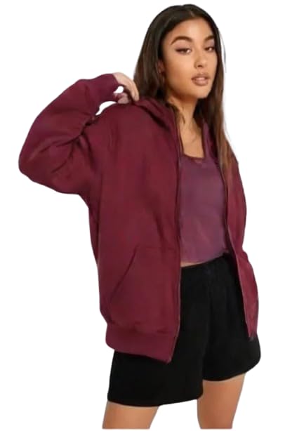 Women’s Full Sleeve Zip-Through Hoodie | Jacket for Women | Breathable, Solid Color Hooded Jacket with Front Zipper Closure