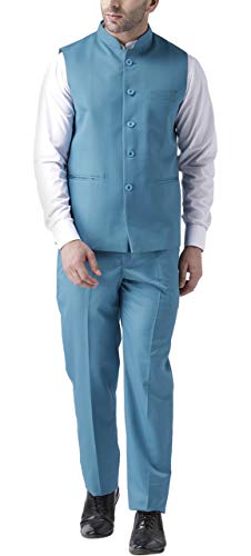 Image of hangup Men's Synthetic Notch Lapel Suit (2BasketTR Teal 40 Blue