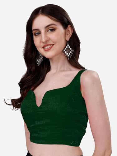Image of Pujia Mills Women's Heavy Phantom Silk Bollywood Style Sleeveless Trendy Blouse(Veda)