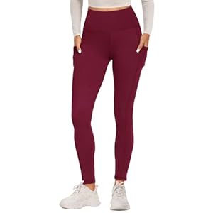 Sport Leggings Damen mit Tasche High Waist Sportleggins Lang Blickdicht Sporthose Push Up Yogahose Bauchweg Laufhose Fitnesshose Hose