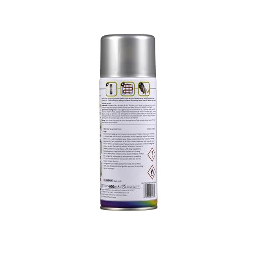 Image of Tetrion Easy Spray Paint - Silver 400ml - All-Purpose Fast Drying Acrylic Spray for Wood, Metal, Plastic, Ceramic & More, Smooth Base Coat - Indoor & Outdoor Use, 13.5 Oz