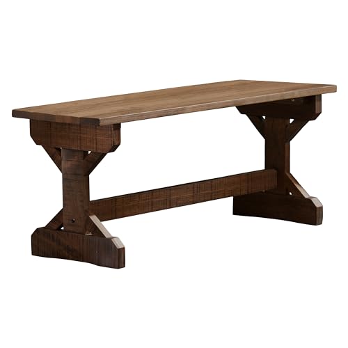 Backyard Discovery 46" Meranti Wood Farmhouse Bench with Walnut Stain, Designed for Indoor and Outdoor Use, Entryway, Living Room, Garden, Patio, Porch, Deck
