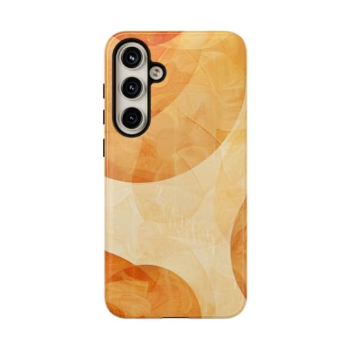 Coque Samsung S24 Plus rigide brillante motifs cercles géométriques orange
