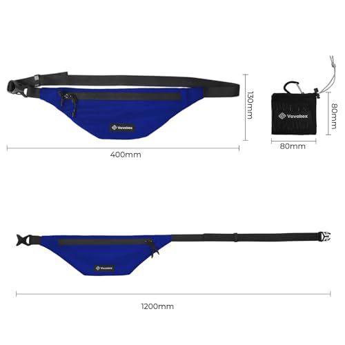 Image of Vavabox Extremely Lightweight Running Belt for Men Women, Fanny Pack Travel Bum Bag with 2 Zippers, Water-Resistant Waist Bag for Running Walking Hiking (Dark Blue)