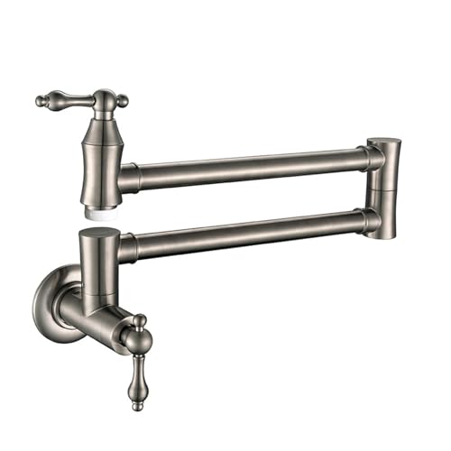 Mitigeur mural cuisine extensible en finition brossée et jet double mode premium