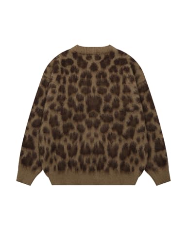 Image of Silent Vortex Women's Leopard Print Button Down Long Sleeve Fuzzy Cardigan Sweaters Vintage Cheetah Shrug Jackets