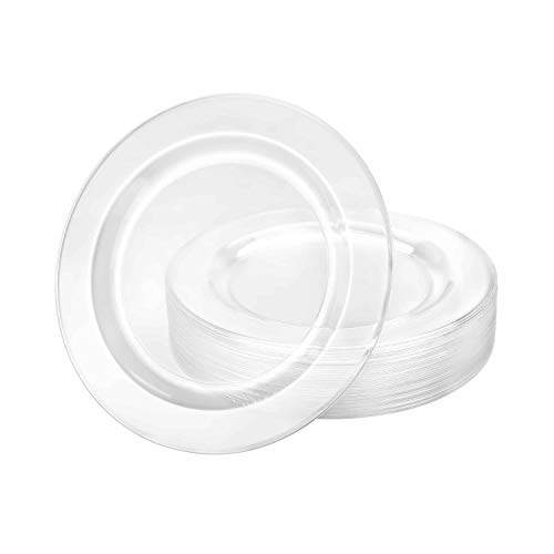 Premium Quality Heavyweight Plastic Plates China Like. Wedding and Party Dinnerware Plastic Plates 7.5 inc, Clear-Value Pack 40 Count