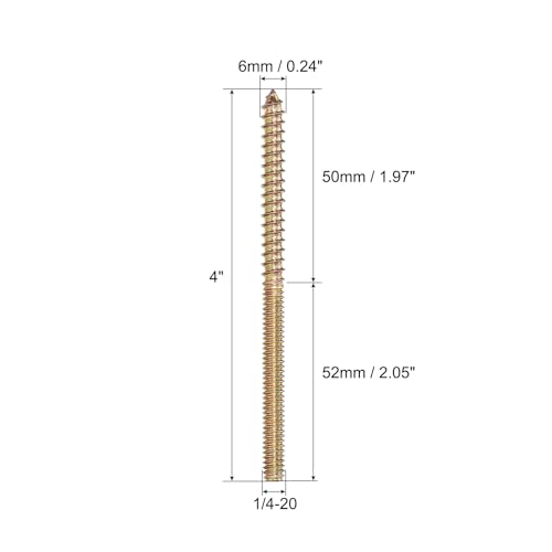 Image of uxcell 1 /4-20x4 Hanger Bolts, 8pcs Double Ended Screws Wood Dowel Screws for Furniture