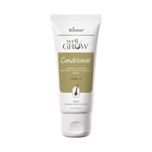 Image of Wellgrow Hair Conditioner for Smooth & Strong Hair | With Milk Protein, Bamboo Leaf Extract & Active Shine Amazon 3R | Deep Nourishment, Reduces Breakage & Split Ends | Sulphate-Free | For All Hair Types - 100ml