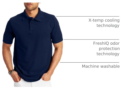 Image of Hanes Men's X-Temp Short Sleeve Polo Shirt, Midweight Men's Shirt