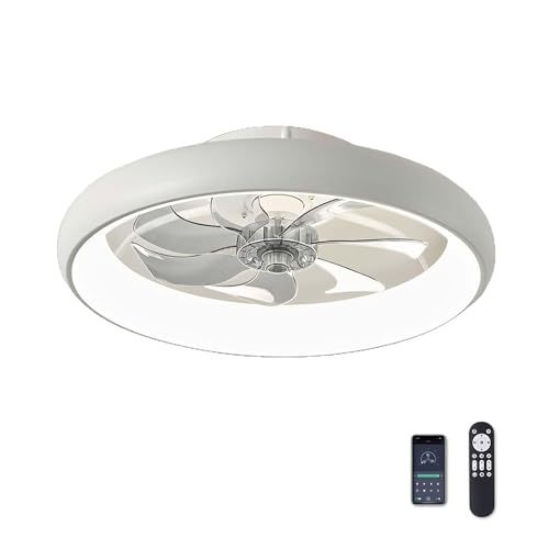 AoLa Lámpara de Techo con Ventilador Ventilador de Techo LED Regulable silencioso con Control Remoto Lámparas de Ventilador de Techo para Dormitorio Sala de Estar Temporizador de 6 velocidades,Blanca