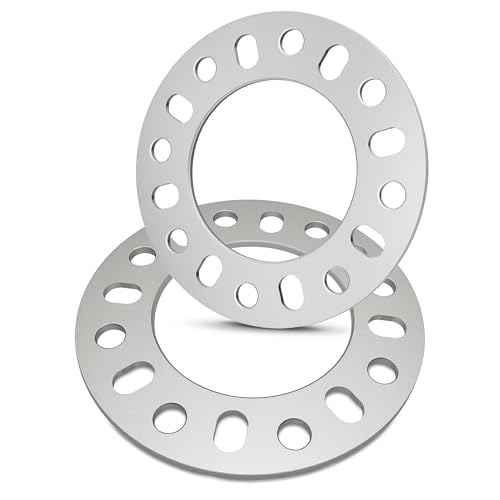 QIAOAUTOCC 2PCS Universal Wheel Spacers 1/4 Inch (6mm) for 8 Lug Wheel Spacers Vehicles 8x6.5 8x165.1 8x170 8x180 Compatible with F250 E350 Ram 2500 3500 Express Suburban 2500 Sierra 2500HD 3500HD