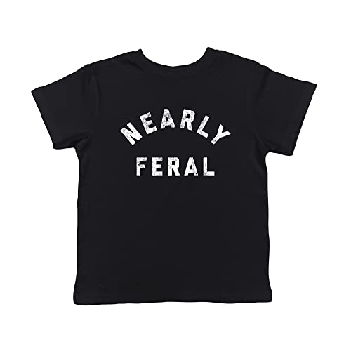 Toddler Nearly Feral T Shirt Funny Untamed Wild Animal Joke Tee for Young Kids
