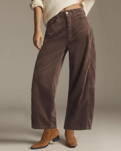Kedera Mid Rise Barrel Jeans for Women Corduroy Wide Leg Denim Pants Baggy Boyfriend Jeans with Pockets2