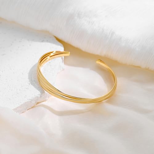 MUYAN Gold Vintage Statement Open Cuff Bracelets for Women Bangle Bracelet Boho Jewelry3