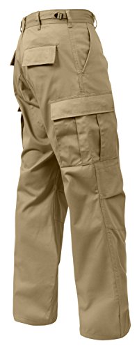 Rothco Relaxed Fit Zipper Fly Tactical BDU Pants &ndash; Cargo Hiking EDC Work Uniform, Khaki, M