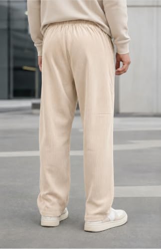Image of Preneum Men Mid Rise Poly Cotton Loose Fit Trouser|Korean Style Travel & Lounge Wear with Pockets (Available in Plus Size)
