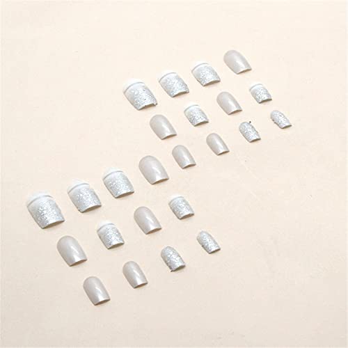 Votacos Press On Nails Short Square Fake Nails Shiny False Nails With Chrome Design Glossy Stick On Nails For Women 560 #TOP3