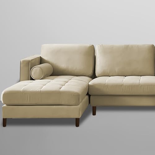 Image of Lezra LHS 4 Seater L Shape Sofa Set for Living Room (Cream Fabric) Premium Fabric Sofa