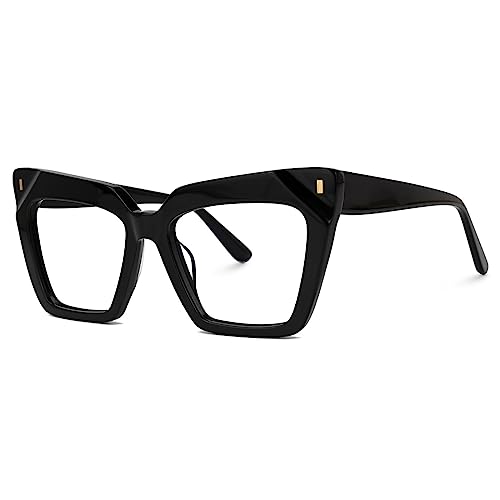 Image of Zeelool Cat Eye Blue Light Blocking Reading Glasses for Women Fashion Clear Lens Eyeglasses Frame Barnes ZJGA595438-02 Black