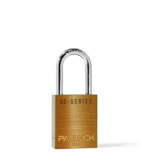 Image of PACLOCK's SR-90A Padlock, 1-1 /2 inch Tall Hardened Steel Shackle, High Performance 6-Pin Cylinder, Keyed Differently w / 2 Keys, Orange