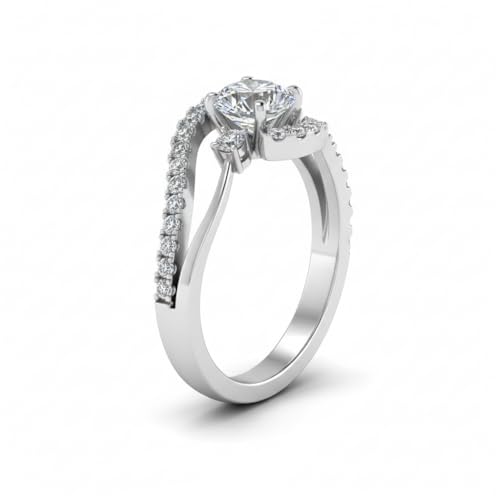 Image of Choose Your Gemstone Swirl 3 Stone Diamond CZ Engagement Ring 925 Sterling Silver Round Shape Side Stone Engagement Rings for Women, Girls and Ladies US Size 4 to 12