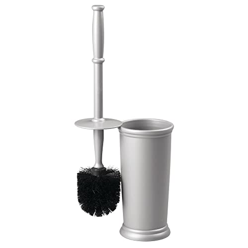 Mdesign Toilet Bowl Brush And Holder - Covered Bathroom Toilet Brush - Standing Toilet Bowl Scrubber In Modern Holder - Compact, Space Saving, Deep Cleaning Brush For Toilet - Hyde Collection - Gray #TOP5