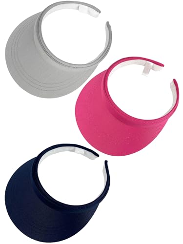 Image of 3 Pack Sports Sun Visor Hat Women Men Adjustable Clip On Visors Outdoor Golf Beach Cap